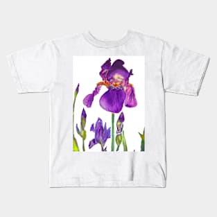 Iris Watercolour Painting Dark Purple Kids T-Shirt